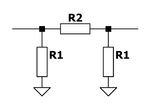 Unbalanced Pi attenuator circuit